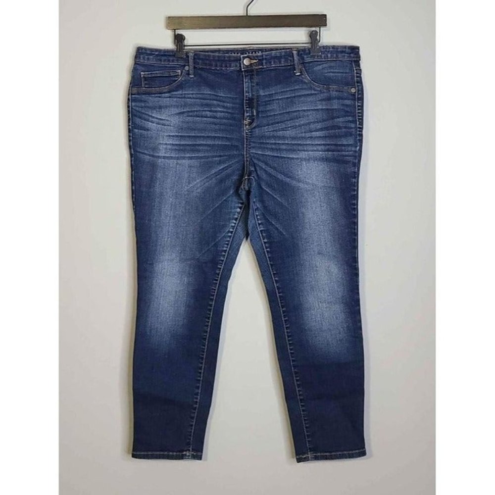 Ava & Viv Womens Power Stretch Denim Jeggings Dark Wash Jeans Size 20